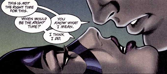 Catwoman kisses Nightwing