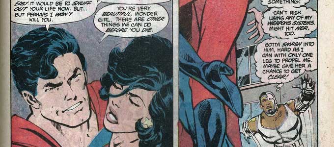 Superman threatens Wonder Girl