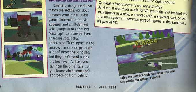 Gamepro June 94 Virtua Racer