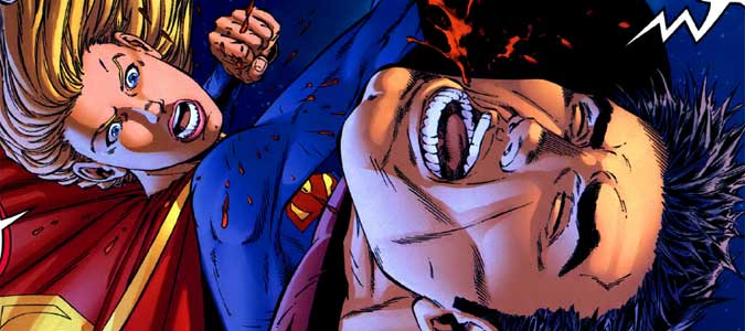 Supergirl punches Superboy in the face