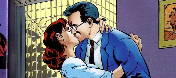 Superman kissing Lois