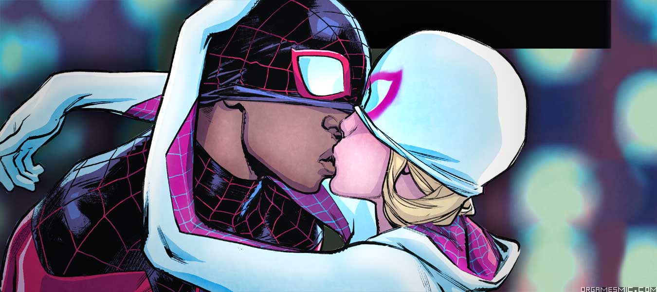 Miles Morales and Spider-Gwen Kiss