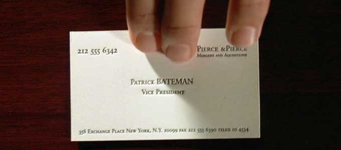 American Psycho Business card