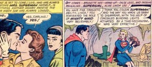 Superman and Supergirl kiss