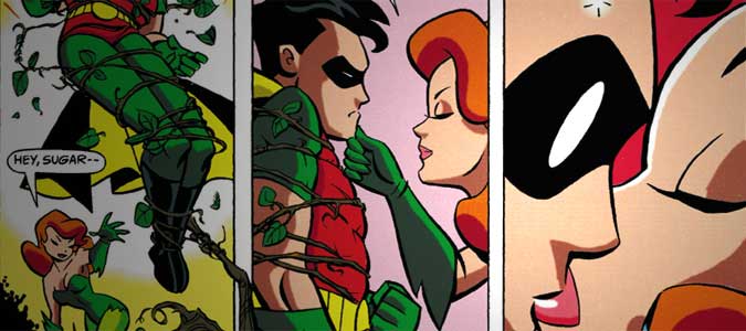 Poison Ivy kisses Robin