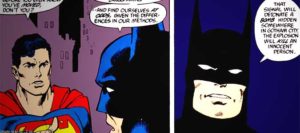 Batman threatens Superman