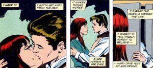 Mary Jane and Peter in love kissing
