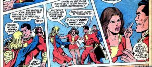 Supergirl trying to kiss Shazam