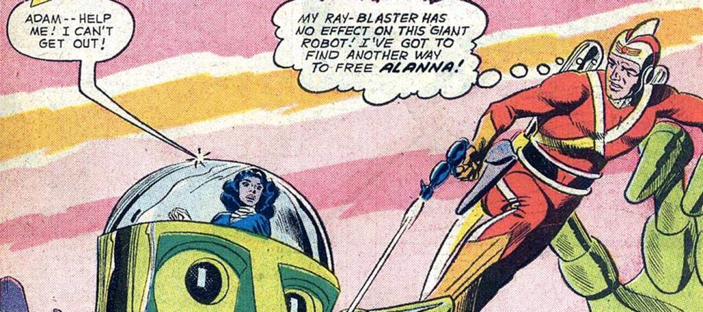 Adam Strange fighting robot