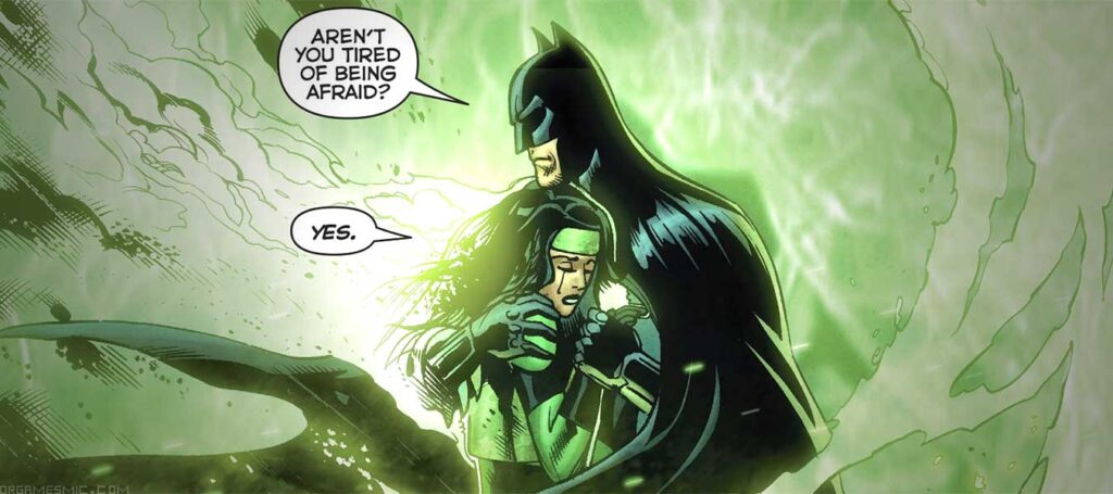 Batman comforts Jessica Cruz