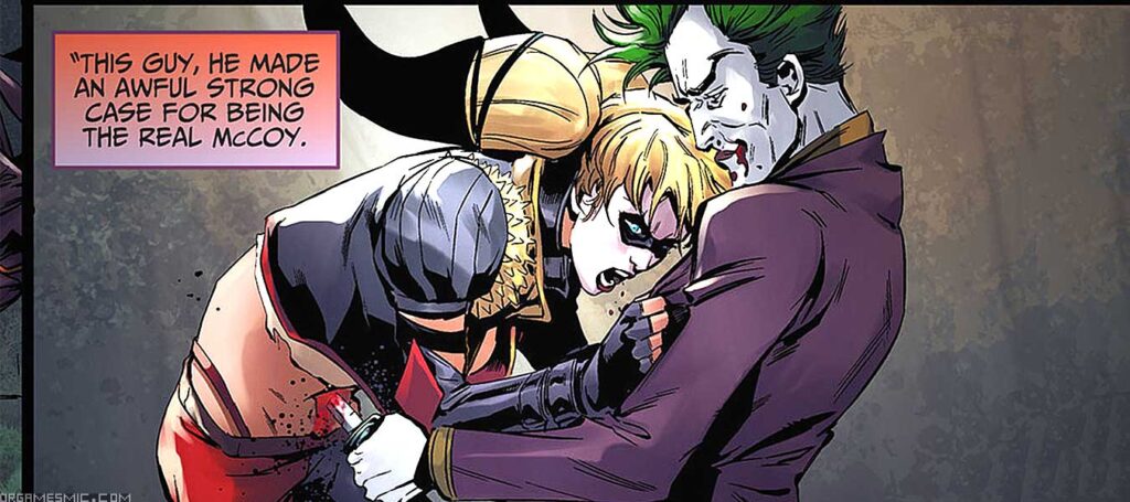 Joker stabs Harley Quinn