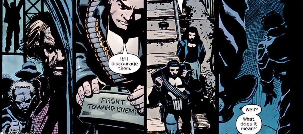 Punisher with claymore mine in subway