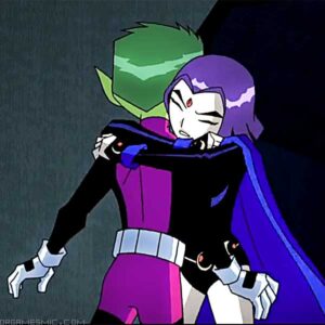 Raven hugs Beast Boy