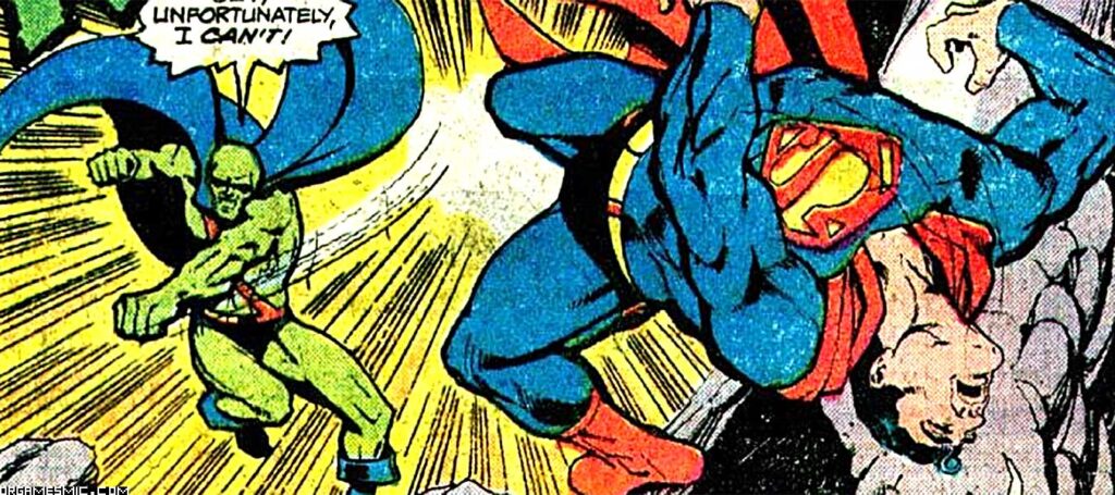 Martian Manhunter punches Superman