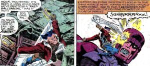 Wolverine attacking a Sentinel