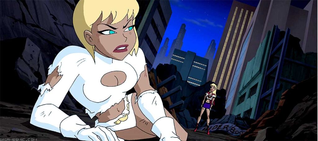 Power Girl with her Costume ripped
