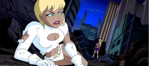 Power Girl with her Costume ripped